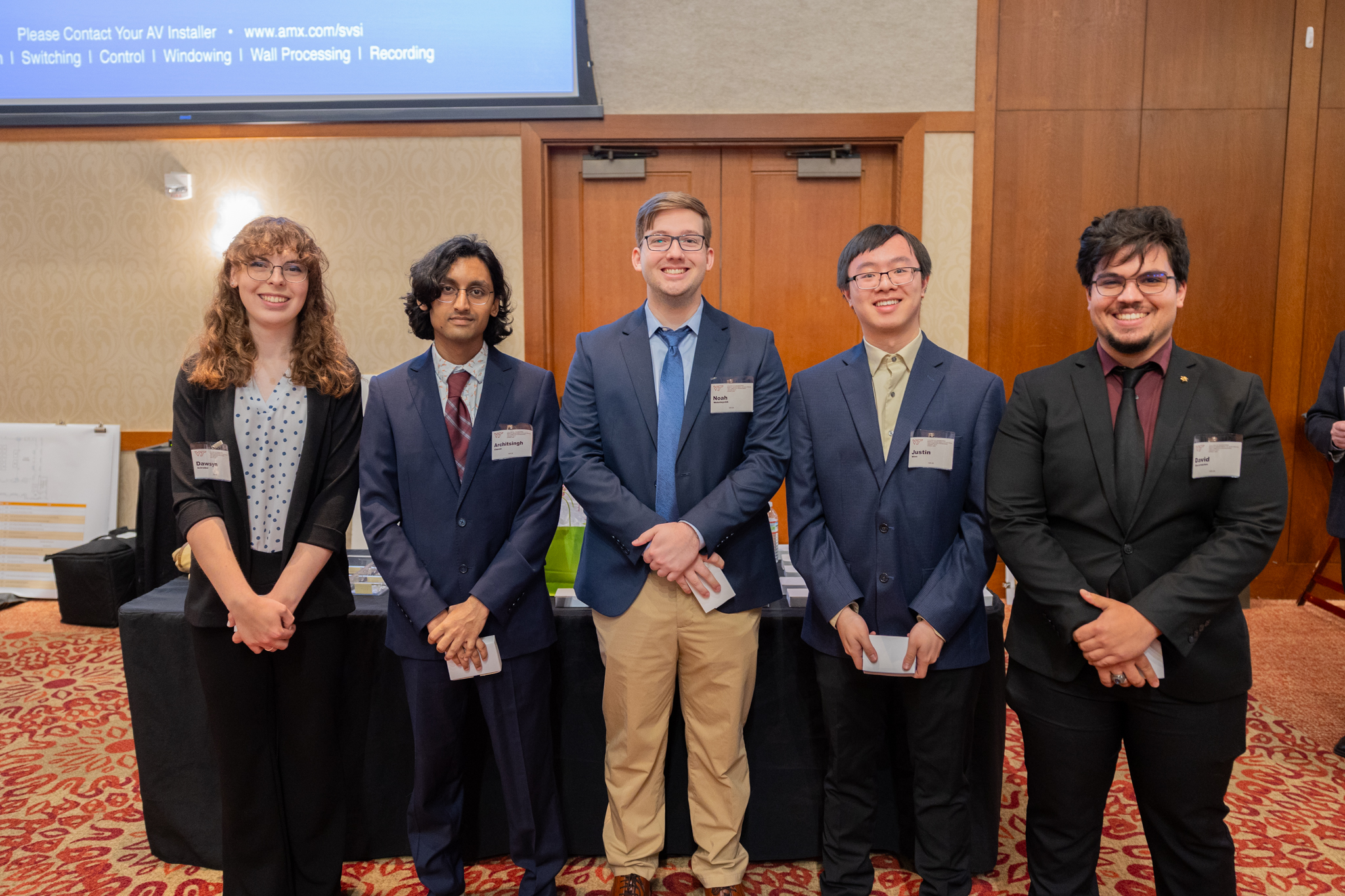 From left: Dawsyn Schraiber, Archit Chavan, Noah Weleteychik, Justin Winn, David Encarnacion