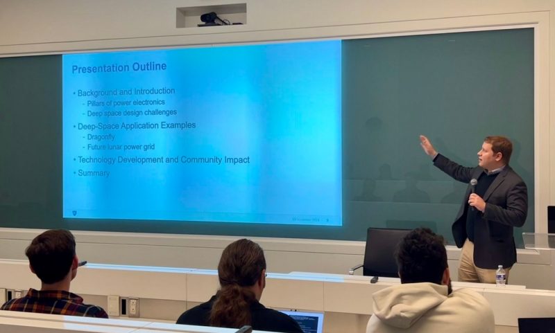 Virginia Tech ECE alum Joseph Kozak '21 gives his presentation for the ECE colloquium series.