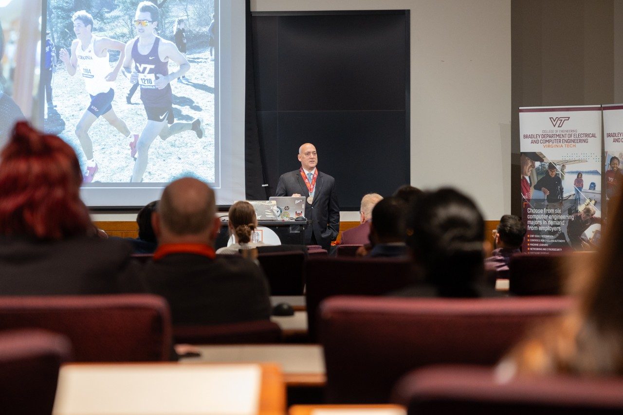 At HLB, Sam Yakulis shared a picture of his son, Samuel Yakulis, Jr. running a marathon. Photo by Ben Murphy for Virginia Tech.